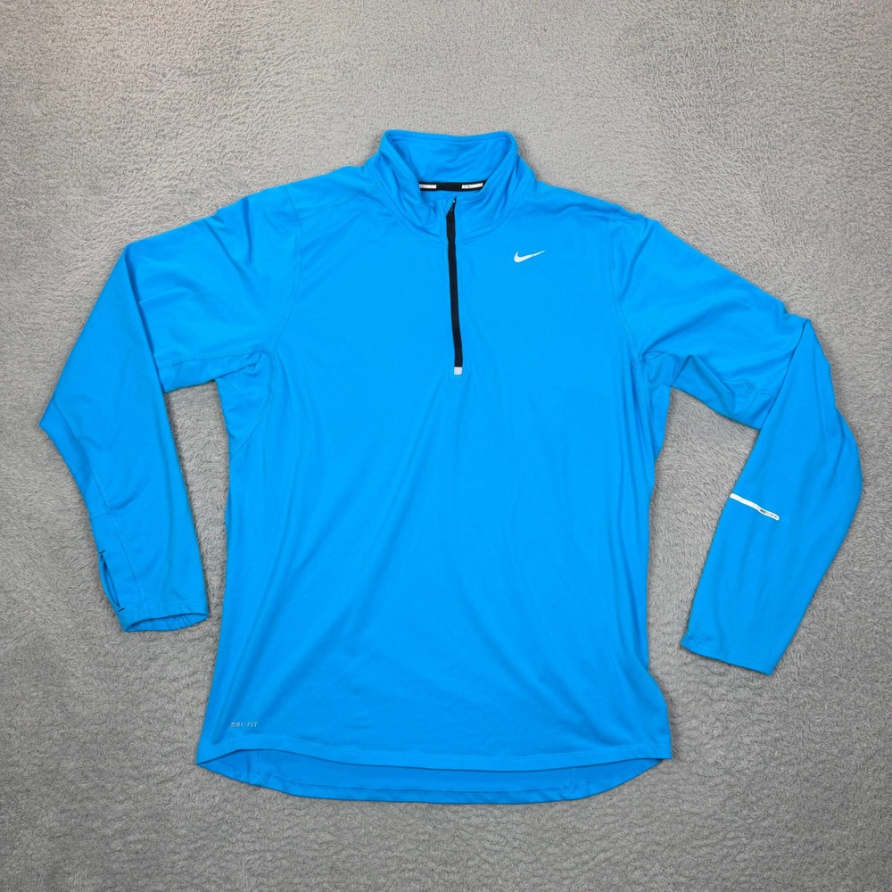 Nike Mens Dri-FIT Element Half Zip Running Top Blue Long Sleeve Pullover Medium